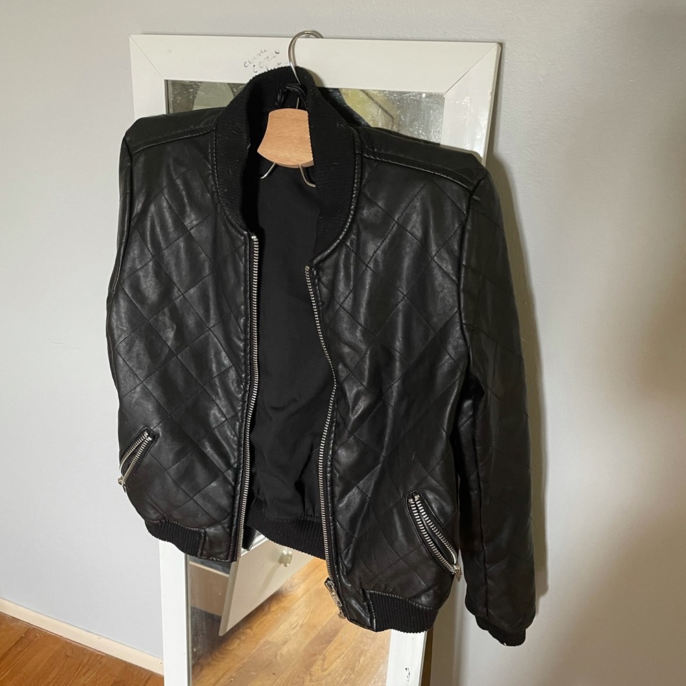 Brandy Melville quilted leather jacket